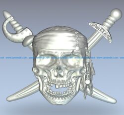 Pirate Skull with Bones wood carving file stl for Artcam and Aspire jdpaint free vector art 3d model download for CNC