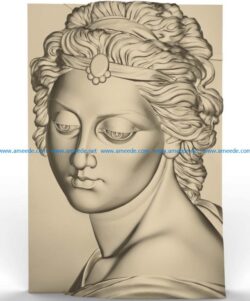 Portrait of a girl wood carving file stl for Artcam and Aspire jdpaint free vector art 3d model download for CNC