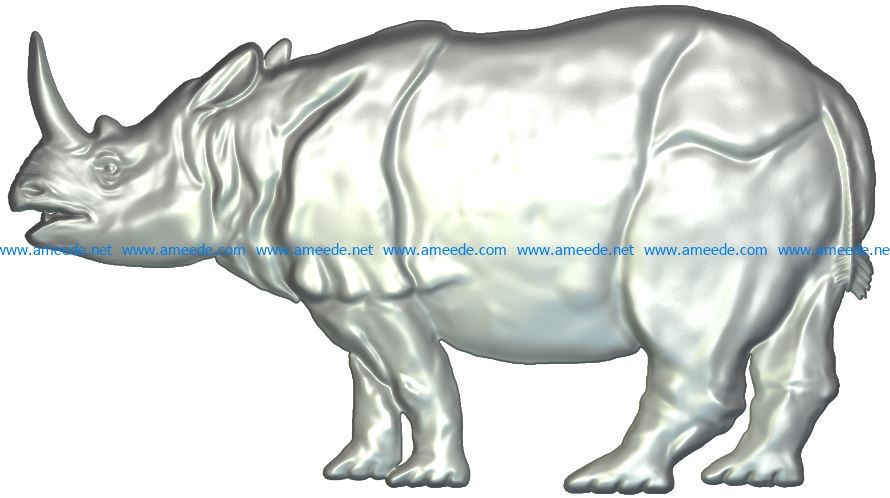Rhinoceros Strong wood carving file RLF for Artcam 9 and Aspire free vector art 3d model download for CNC