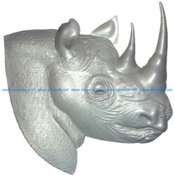 Rhinoceros head wood carving file RLF for Artcam 9 and Aspire free vector art 3d model download for CNC