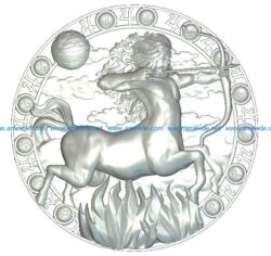 Sagittarius picture circle wood carving file RLF for Artcam 9 and Aspire free vector art 3d model download for CNC