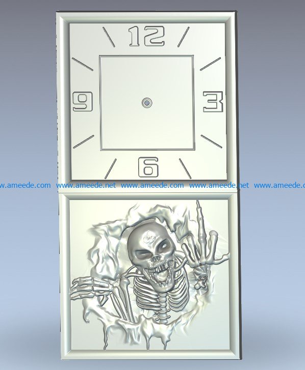 Skeleton Watch wood carving file stl for Artcam and Aspire jdpaint free vector art 3d model download for CNC