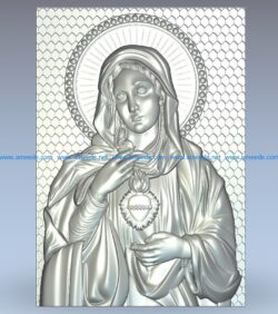St mary picture wood carving file stl for Artcam and Aspire jdpaint free vector art 3d model download for CNC