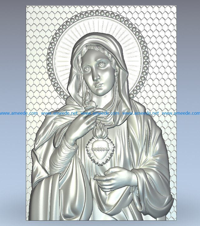 St mary picture wood carving file stl for Artcam and Aspire jdpaint free vector art 3d model download for CNC