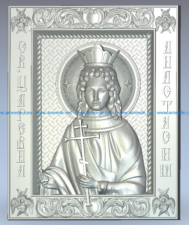 St. Anastasia wood carving file stl for Artcam and Aspire jdpaint free vector art 3d model download for CNC