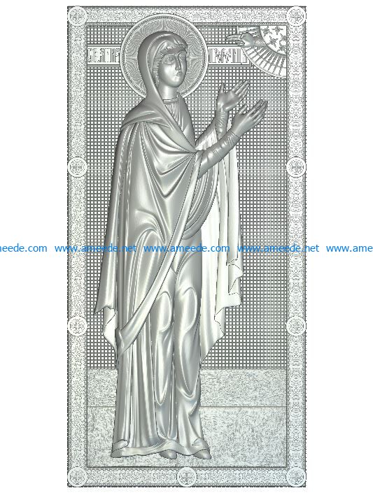 St. Anna the Prophetess in height wood carving file RLF for Artcam 9 and Aspire free vector art 3d model download for CNC