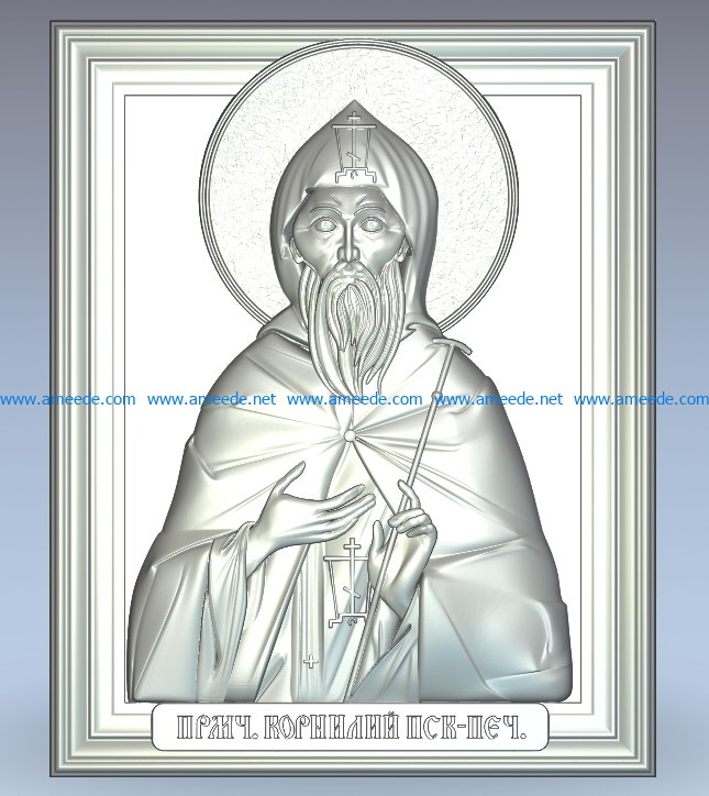 St. Cornelius wood carving file stl for Artcam and Aspire jdpaint free vector art 3d model download for CNC