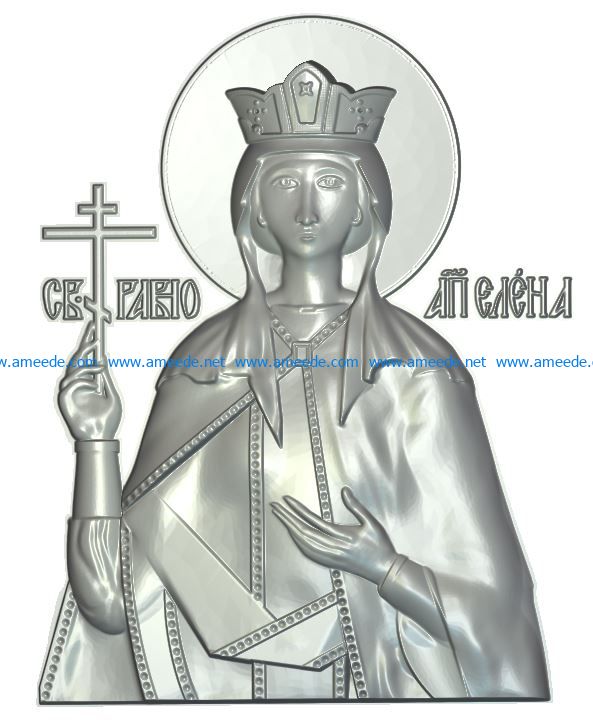 St. Equal to the Apostles Queen Elena wood carving file RLF for Artcam 9 and Aspire free vector art 3d model download for CNC