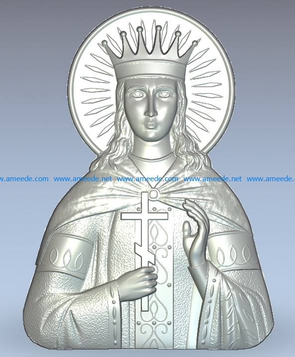 St. Great Martyr Catherine wood carving file stl for Artcam and Aspire jdpaint free vector art 3d model download for CNC