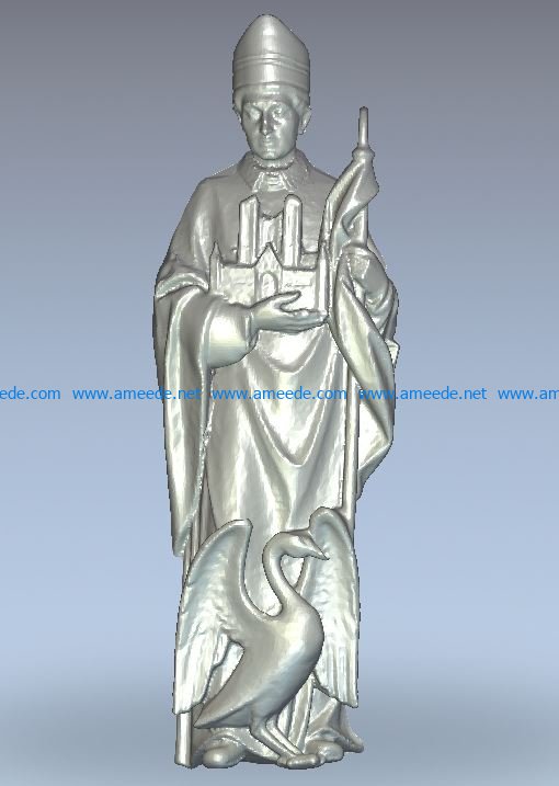 St. Hugh wood carving file stl for Artcam and Aspire jdpaint free vector art 3d model download for CNC