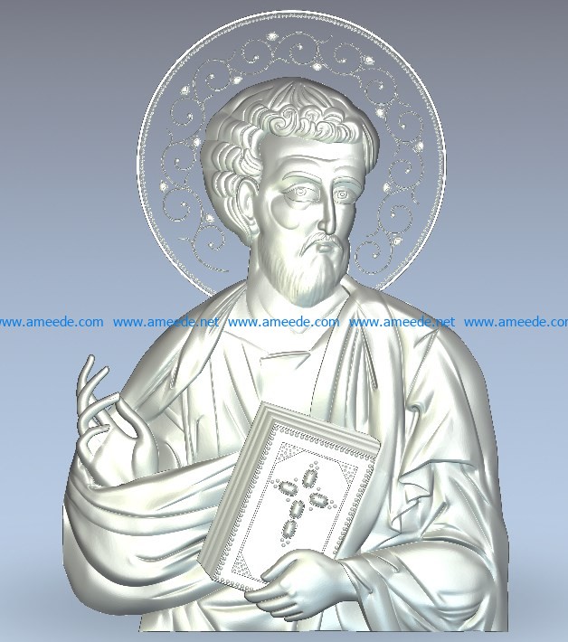St. Luke with aura wood carving file stl for Artcam and Aspire jdpaint free vector art 3d model download for CNC