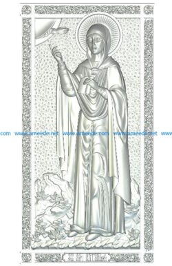 St. Natalya in height file RLF for Artcam 9 and Aspire free vector art 3d model download for wood carving CNC