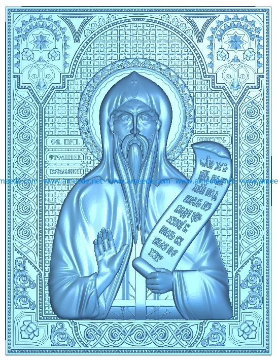 St. Reverend Stolpnik Bereslavsky Nikita wood carving file RLF for Artcam 9 and Aspire free vector art 3d model download for CNC