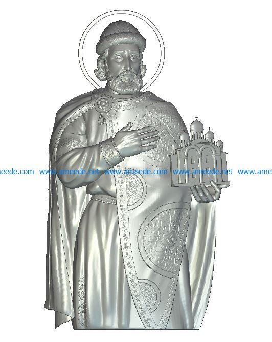 St. Yaroslav the Wise wood carving file RLF for Artcam 9 and Aspire free vector art 3d model download for CNC