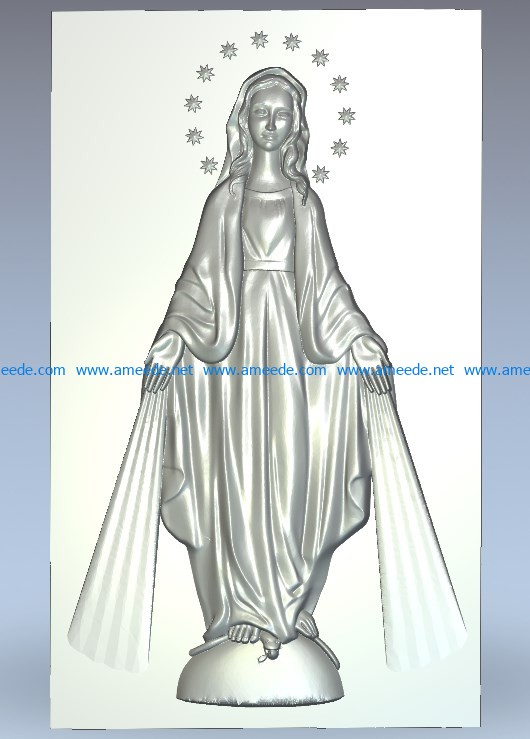St. the Virgin Mary wood carving file stl for Artcam and Aspire jdpaint free vector art 3d model download for CNC
