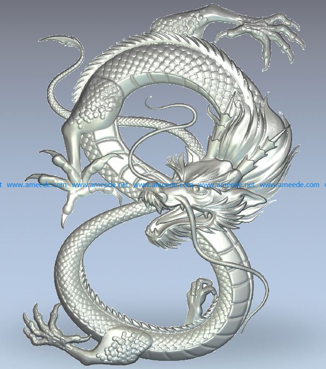 The Dragon wood carving file stl for Artcam and Aspire jdpaint free vector art 3d model download for CNC