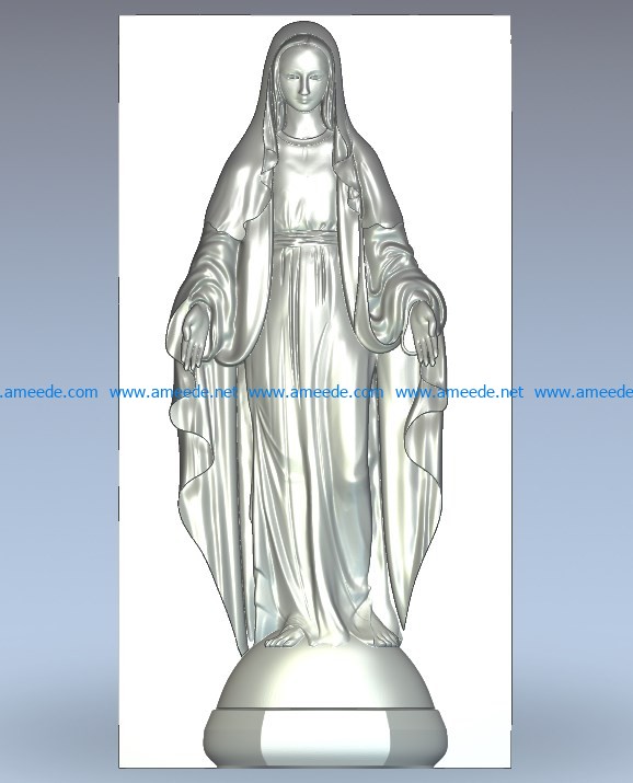 The Virgin Mary wood carving file stl for Artcam and Aspire jdpaint free vector art 3d model download for CNC