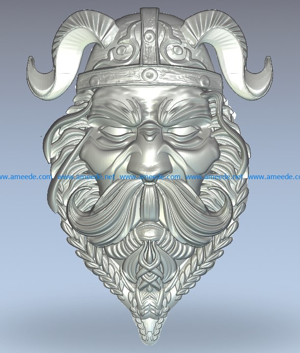 The two-horn viskin mask wood carving file stl for Artcam and Aspire jdpaint free vector art 3d model download for CNC