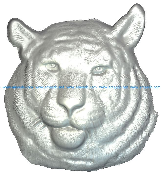 Tiger face head wood carving file RLF for Artcam 9 and Aspire free vector art 3d model download for CNC