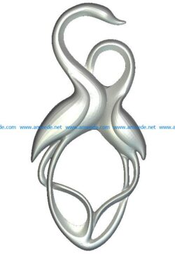 Two flamingos file RLF for Artcam 9 and Aspire free vector art 3d model download for wood carving CNC
