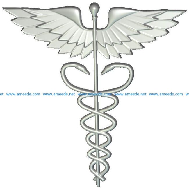US Medical Service Emblem wood carving file RLF for Artcam 9 and Aspire free vector art 3d model download for CNC