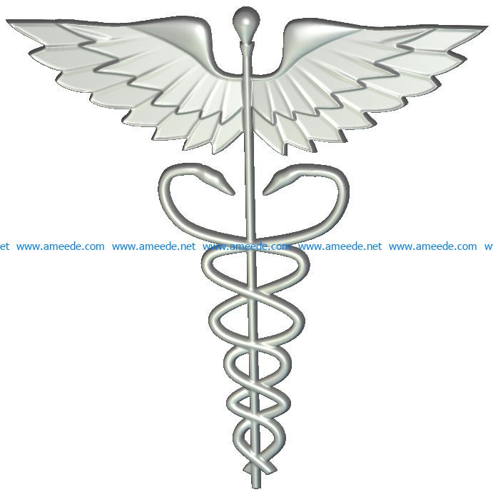 US Medical Service Emblem wood carving file RLF for Artcam 9 and Aspire free vector art 3d model download for CNC