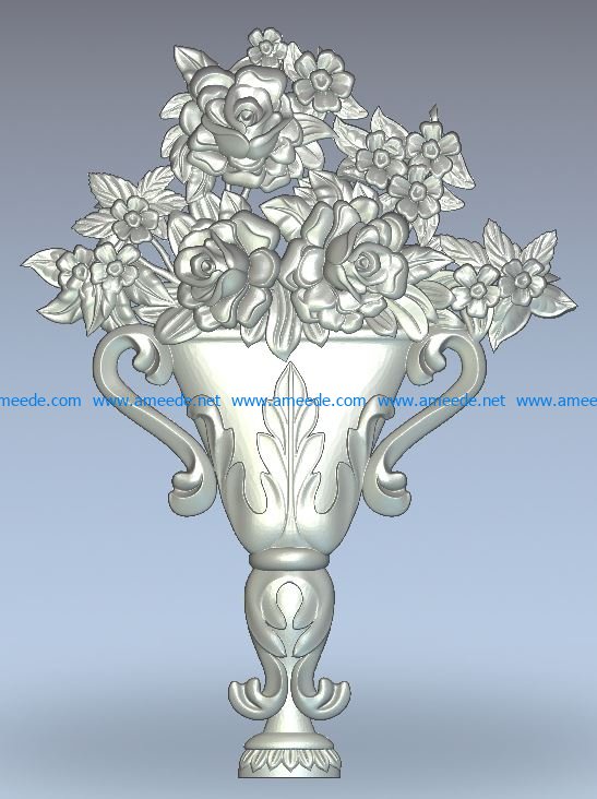 Vase with roses wood carving file stl for Artcam and Aspire jdpaint free vector art 3d model download for CNC