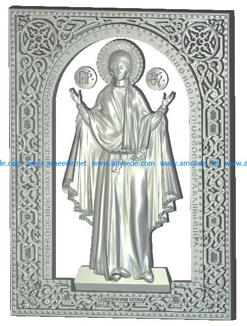 Virgin icon Unbreakable wall wood carving file RLF for Artcam 9 and Aspire free vector art 3d model download for CNC