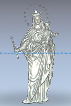 Virgin with baby wood carving file stl for Artcam and Aspire jdpaint free vector art 3d model download for CNC
