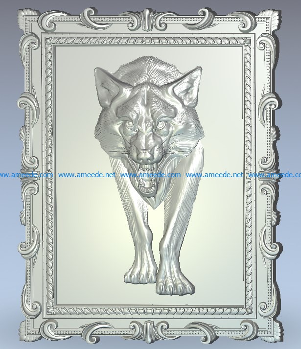 Wolf picture wood carving file stl for Artcam and Aspire jdpaint free vector art 3d model download for CNC