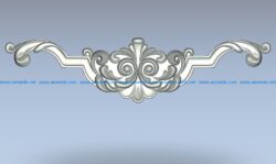 Central decor element Leaf-hook pattern wood carving file stl for Artcam and Aspire jdpaint free vector art 3d model download for CNC