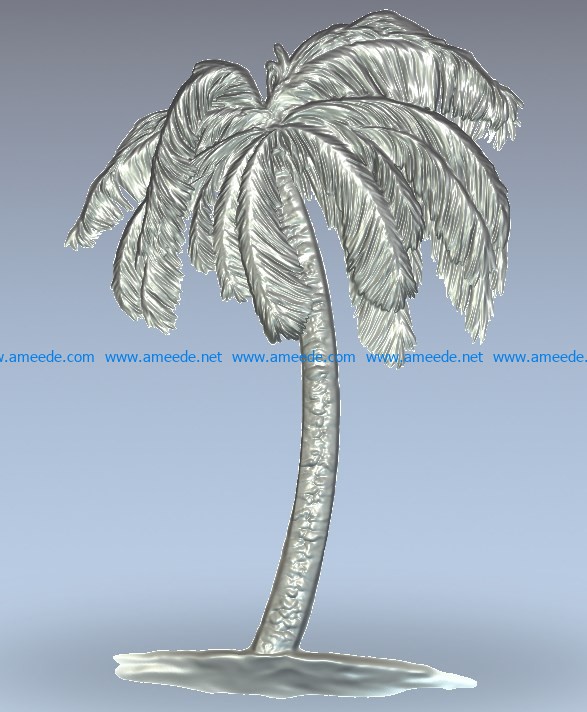 coconut tree wood carving file stl for Artcam and Aspire jdpaint free vector art 3d model download for CNC