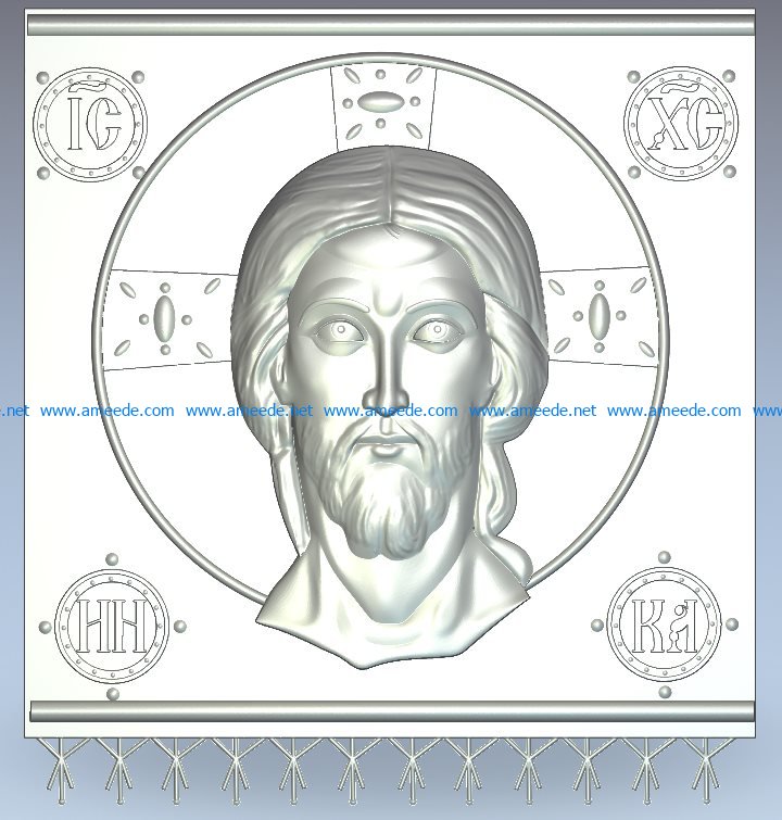 face jesus file RLF for Artcam 9 and Aspire free vector art 3d model download for CNC wood carving