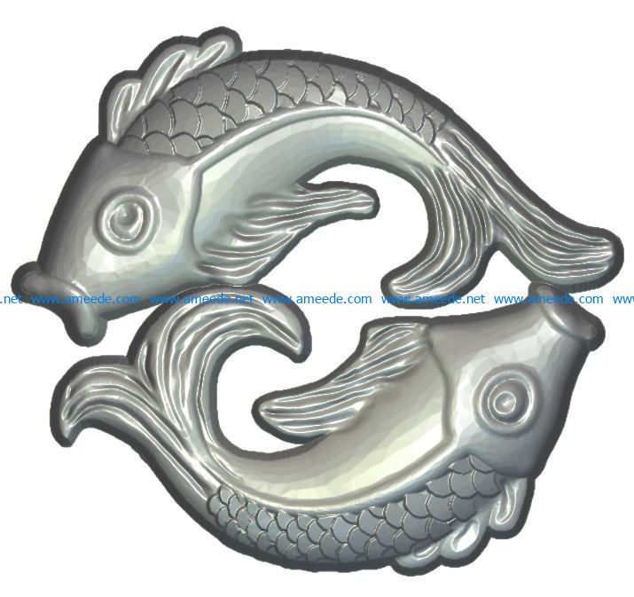 fish carp file RLF for Artcam 9 and Aspire free vector art 3d model download for wood carving CNC