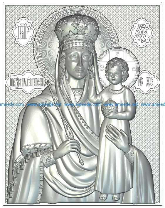 icon of the Virgin without salary Prize for humility file RLF for Artcam 9 and Aspire free vector art 3d model download for CNC wood carving