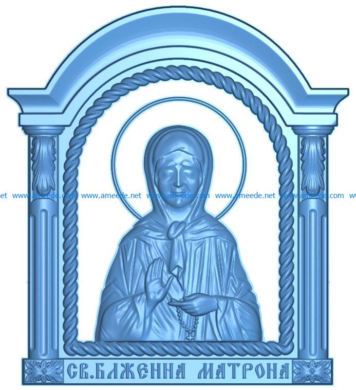 icon of the holy blessed matron wood carving file RLF for Artcam 9 and Aspire free vector art 3d model download for CNC