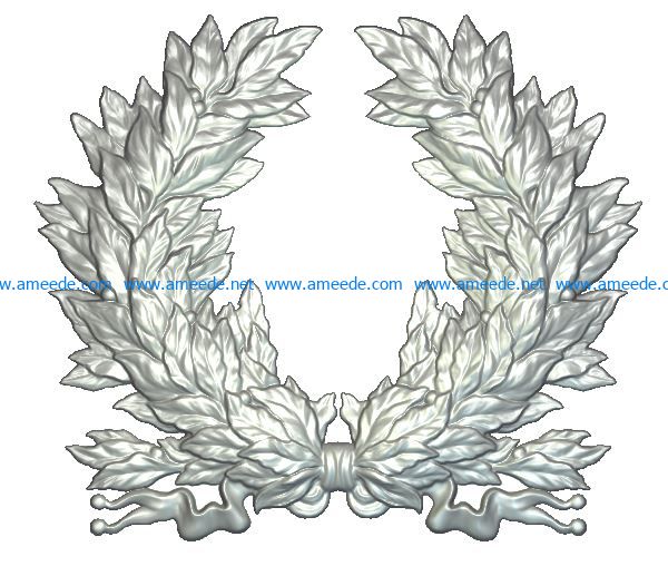 laurel wreath wood carving file RLF for Artcam 9 and Aspire free vector art 3d model download for CNC