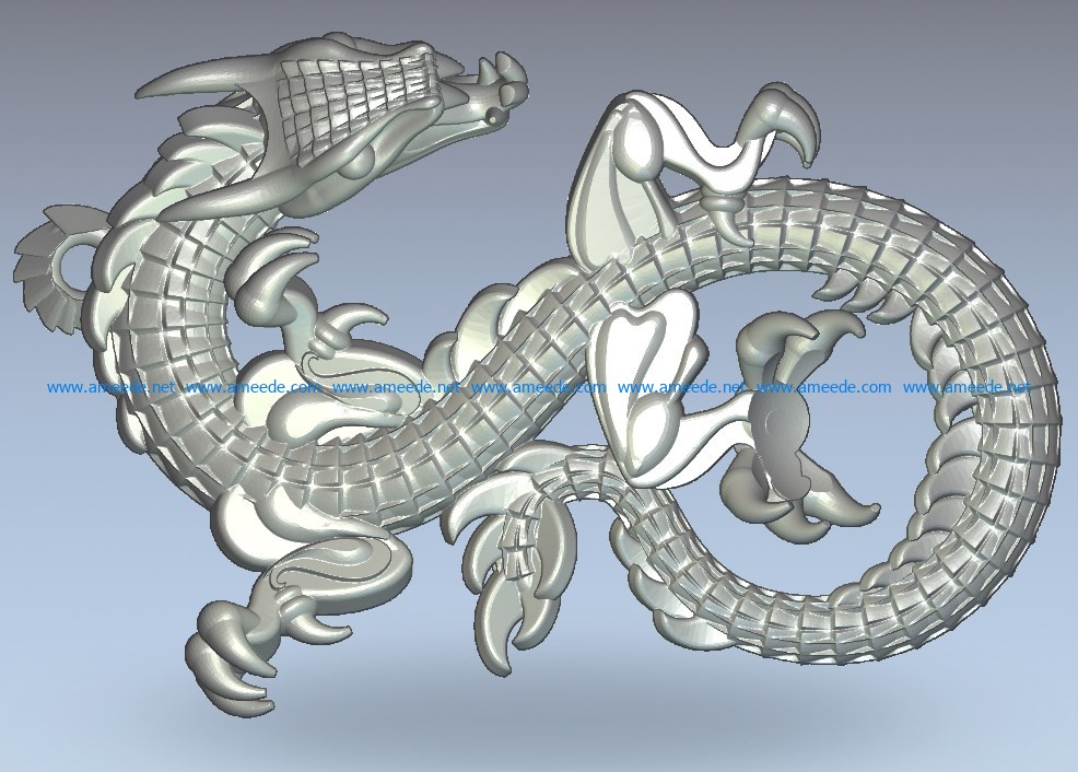 little Dragon wood carving file stl for Artcam and Aspire jdpaint free vector art 3d model download for CNC