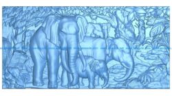 picture Panel Elephants wood carving file RLF for Artcam 9 and Aspire free vector art 3d model download for CNC