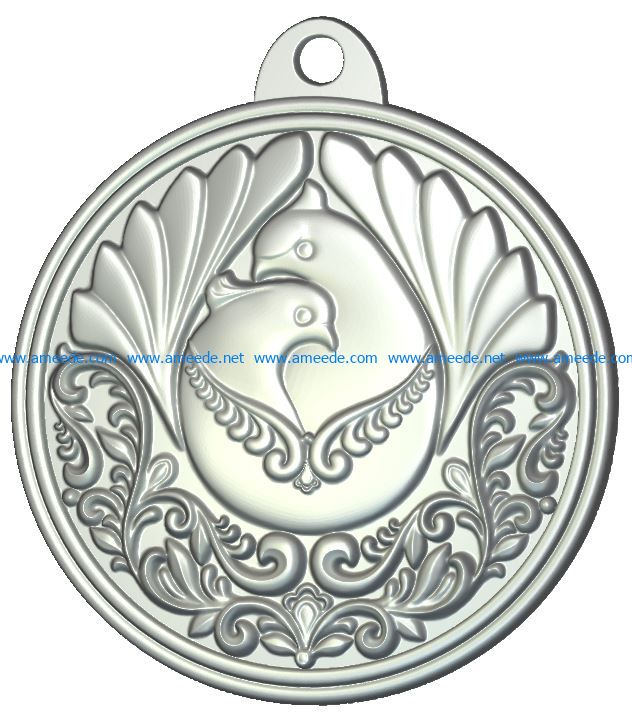 pigeon pendant wood carving file RLF for Artcam 9 and Aspire free vector art 3d model download for CNC