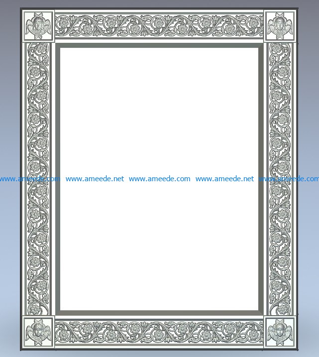 rope flower picture frame wood carving file stl for Artcam and Aspire jdpaint free vector art 3d model download for CNC