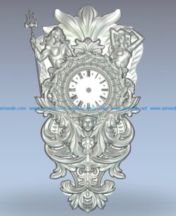 A clock shaped by the gods wood carving file stl for Artcam and Aspire jdpaint free vector art 3d model download for CNC