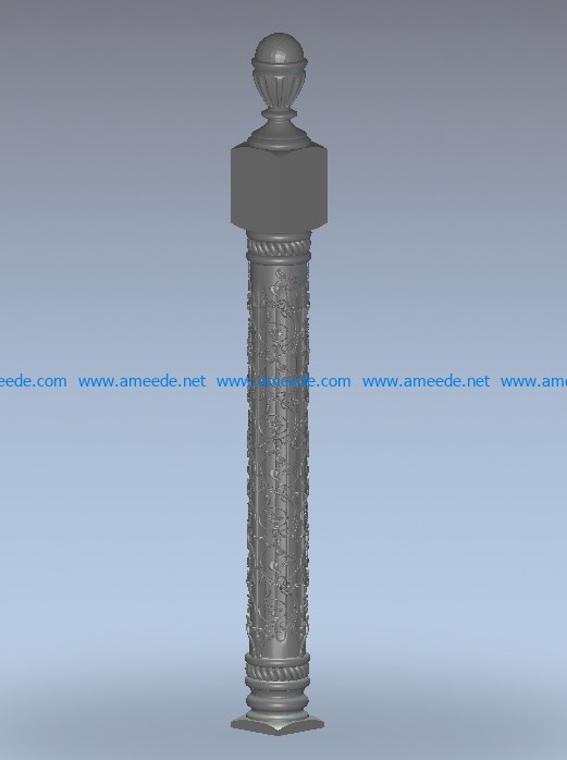 Balustrade pillar pattern wood carving file stl for Artcam and Aspire jdpaint free vector art 3d model download for CNC