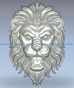Bas-relief of a muzzle of a lion wood carving file stl for Artcam and Aspire jdpaint free vector art 3d model download for CNC