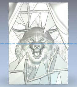 Beast in the window wood carving file stl for Artcam and Aspire jdpaint free vector art 3d model download for CNC