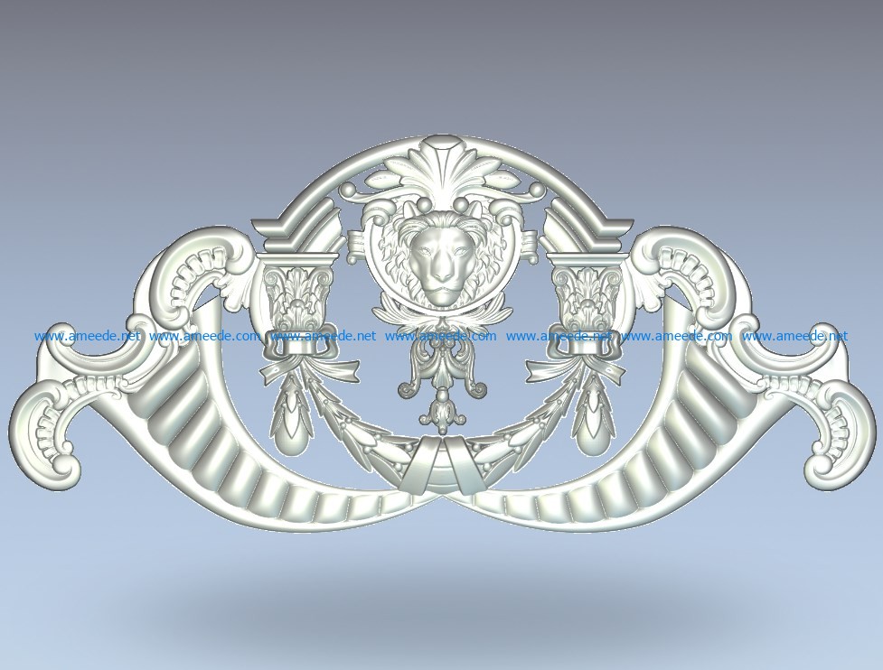 Bed lion head pattern wood carving file stl for Artcam and Aspire jdpaint free vector art 3d model download for CNC