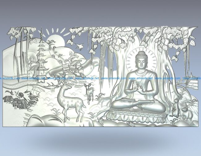 Buddha liked the song wood carving file stl for Artcam and Aspire jdpaint free vector art 3d model download for CNC