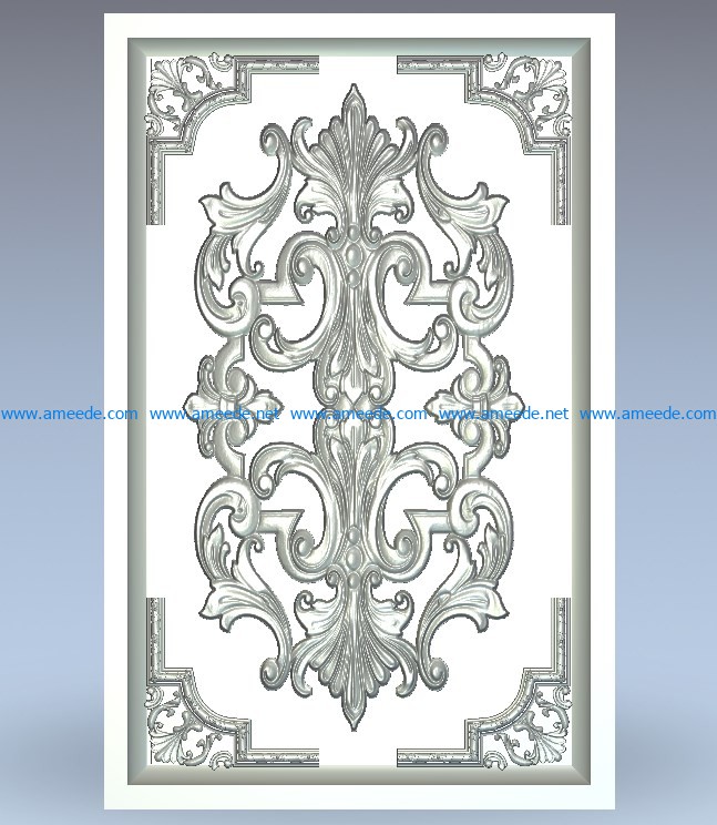 Cabinet panel window wood carving file stl for Artcam and Aspire jdpaint free vector art 3d model download for CNC