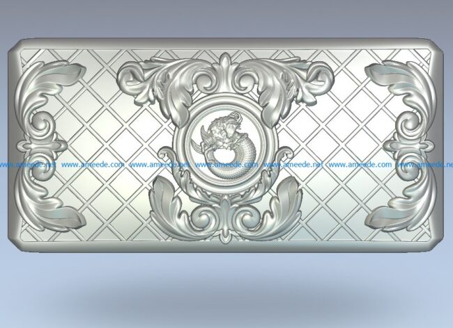 Casket square motifs wood carving file stl for Artcam and Aspire jdpaint free vector art 3d model download for CNC