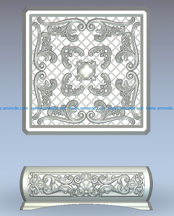 Casket square wood carving file stl for Artcam and Aspire jdpaint free vector art 3d model download for CNC